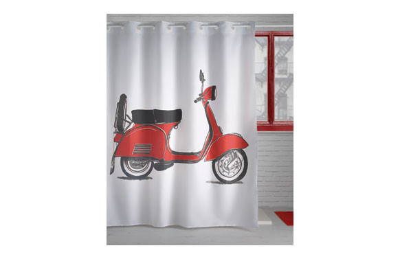 CORTINA DE DUCHA POLIESTER 180X200 241MOTO ROJA