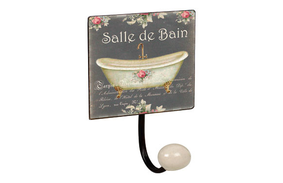 PERCHA PARED 1 POMO METAL/PORCELANA 9064N01