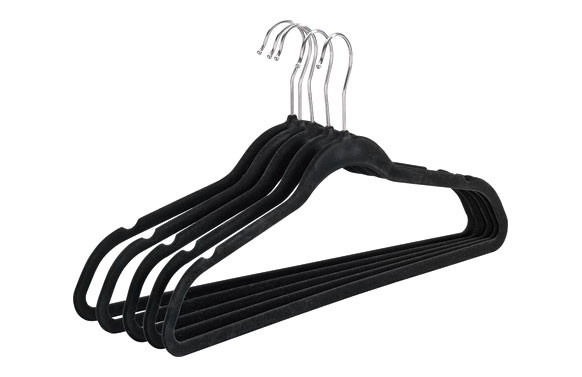 PERCHA FLOCADA ANTIDESLIZANTE NEGRO (5 UDS)