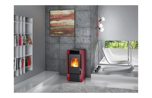 ESTUFA PELLET 8KW LISBONA ROJO