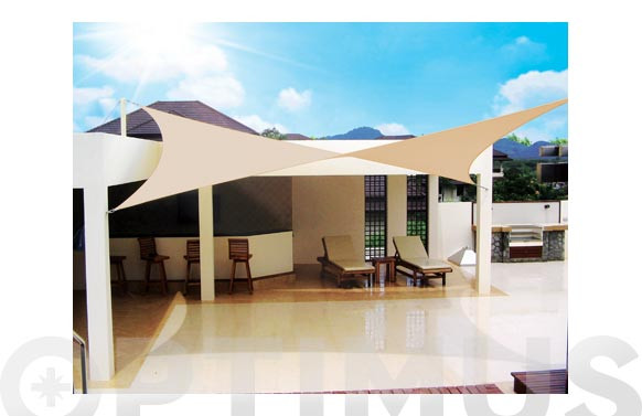 TOLDO VELA SOMBREO \'IMPERMEABLE\' CUADRADO 3 M BEIGE 260GR