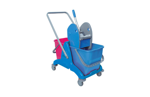 CARRO 2 CUBOS 25L CON PRENSA AZUL
