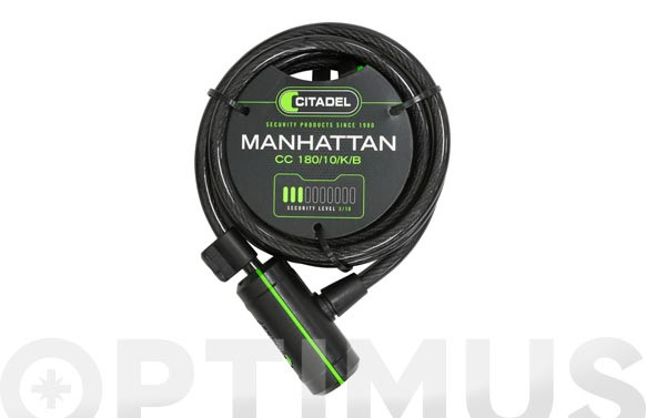 ANTIRROBO BICICLETA AJUSTABLE MANHATTAN LARGO: 1800 MM. Y Ø DEL CABLE 10 MM.