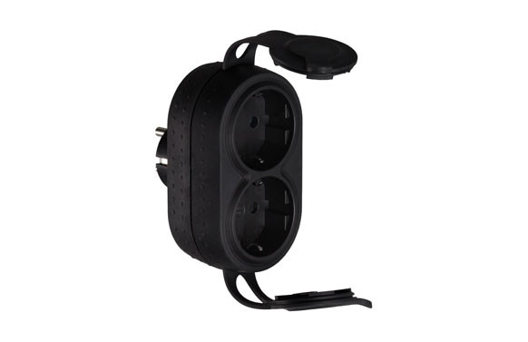 ADAPTADOR DOBLE CON TAPA 10/16A IP44