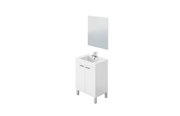 MUEBLE BAÑO + ESPEJO LC1-60 BLANCO 80X60X45