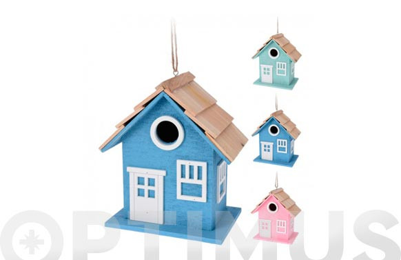 CASITA PAJARO MADERA 3 COLORES SURTIDOS 19,5 X 13 X 22,5 CM