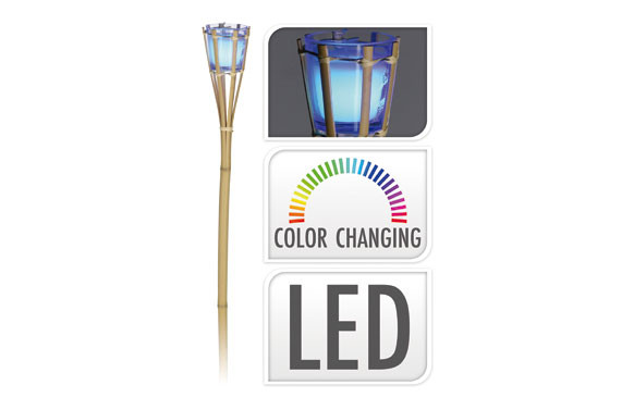 ANTORCHA BAMBU CON LED CAMBIABLE75 X 75 X H 77 CM