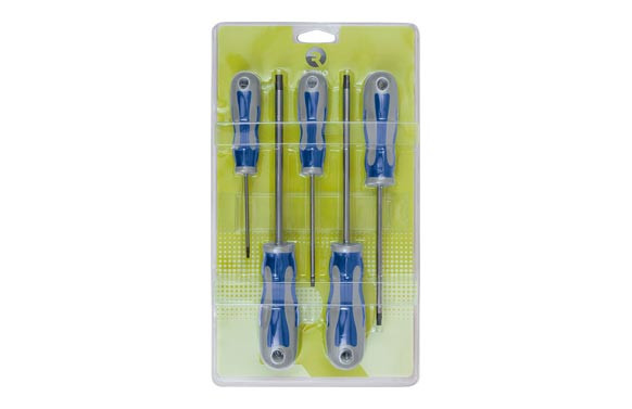 DESTORNILLADOR MANGO BIMATERIAL JUEGO 3 PLANOS+2 PH 5 PIEZAS