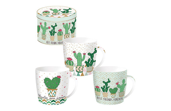 MUG 35 CL CON CAJA METALICA CACTUS SURTIDOS
