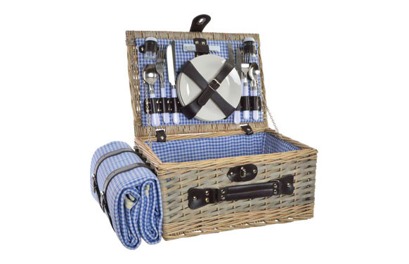 CESTA PICNIC MIMBRE POLIESTER CON MANTEL 4 SERVICIOS