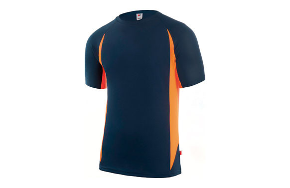 CAMISETA TECNICA BICOLOR MANGA CORTA MARINO / NARANJA M