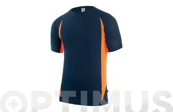 CAMISETA TECNICA BICOLOR MANGA CORTA MARINO / NARANJA XL
