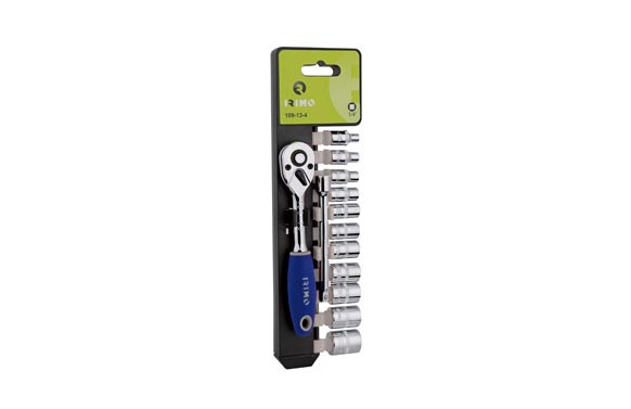LLAVE CARRACA + VASOS JUEGO 1/4-72 D 13 PIEZAS