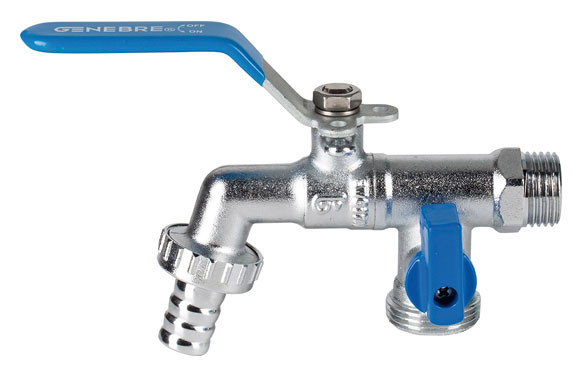 GRIFO ESFERA DOBLE SALIDA PARA MANGUERA INOX 316 M-M 1/2\" - 3/4\" // 3-4\"