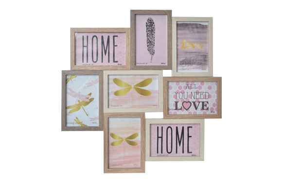 MARCO MULTIFOTO MADERA CHIC ROSA 45X2X45 CM
