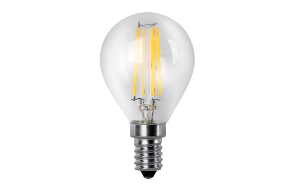 LAMPARA ESFERICA LED CLARA FILAMENTO E14 4 W LUZ CALIDA