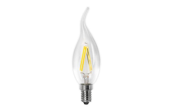 BOMBILLA LED FILAMENTO VELA FLAMA CLARA E14 4 W400 LM CALIDA