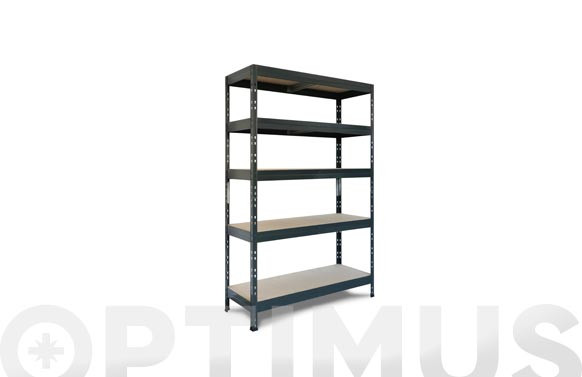 ESTANTERIA METAL/AGLOMERADO RIVET 120/45 5 BALDAS 176X120X45CM GRIS ANTRACITA