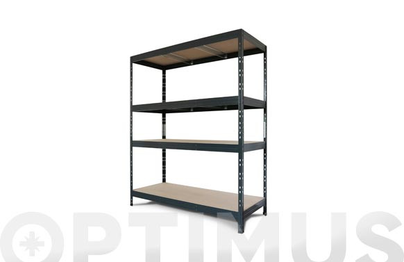 ESTANTERIA METAL/AGLOMERADO RIVET 150/60 4 BALDAS 176X150X60CM GRIS ANTRACITA