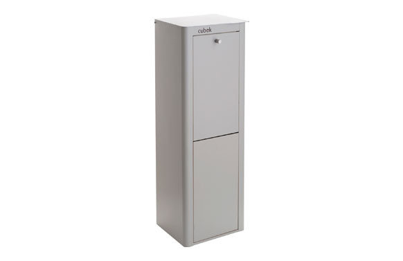 CONTENEDOR BASURA ECOLOGICO ACERO LACADO CUBEK GRIS 2 COMPARTIMENTOS