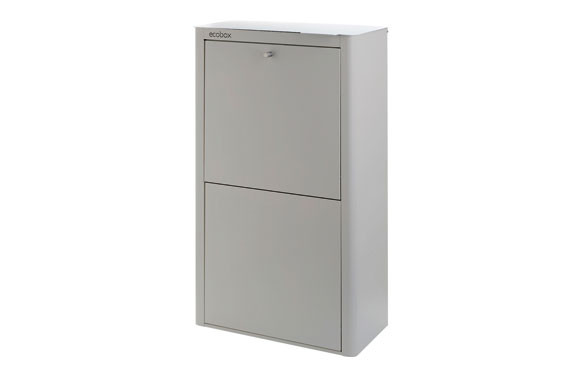 CONTENEDOR BASURA ECOLOGICO ACERO LACADO CUBEK GRIS 4 COMPARTIMENTOS
