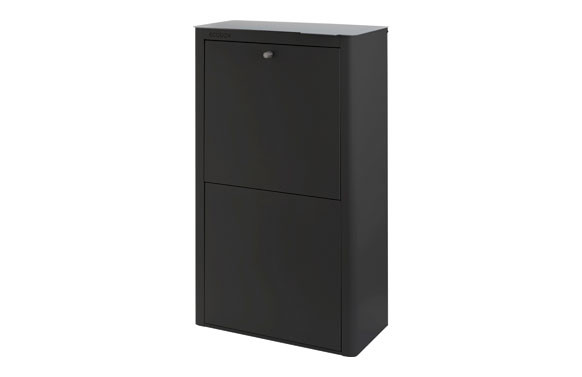 CONTENEDOR BASURA ECOLOGICO ACERO LACADO CUBEK NEGRO 4 COMPARTIMENTOS
