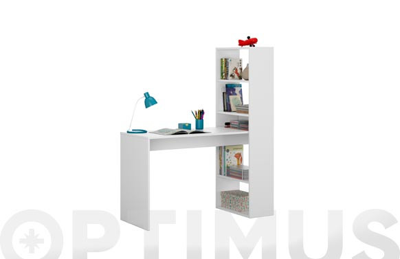 MESA ORDENADOR CON ESTANTERIA DUPLO144X120X53 CM BLANCO