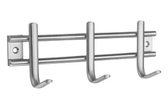 COLGADOR CON TORNILLOS 3 GANCHOS ACERO INOXIDABLE