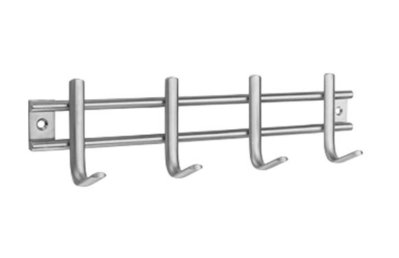 COLGADOR CON TORNILLOS 4 GANCHOS ACERO INOXIDABLE