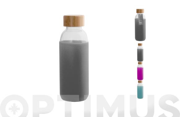 BOTELLA VIDRIO TAPON MADERA0,4L-SURTIDAS