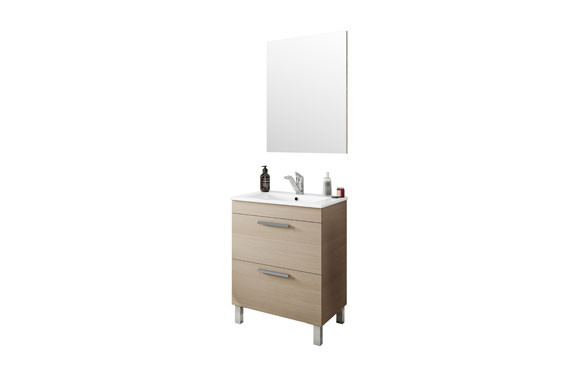 MUEBLE BAÑO 60CM + ESPEJO ALTHEAROBLE 80X60X45CM
