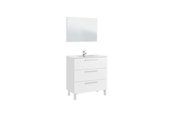 MUEBLE BAÑO 80CM + ESPEJO ATHENEABLANCO 80X80X45CM
