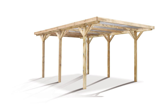 COCHERA MADERA CON TECHO MAX304 X 517 CM POSTE 9 X 9 CM
