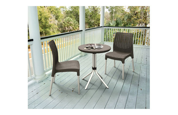 MESA RATAN RESINA Ø 60CM +2 SILLASSET CHELSEA ANTRACITA