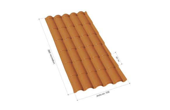 PLACA TEJA COPPO LIFE208X103 CM TERRACOTA