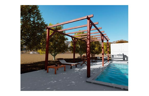 PERGOLA CARPOT PINO MADERA REUS 15.3M2510 X 300 X H252 CM POSTE 9.5X9.5CM