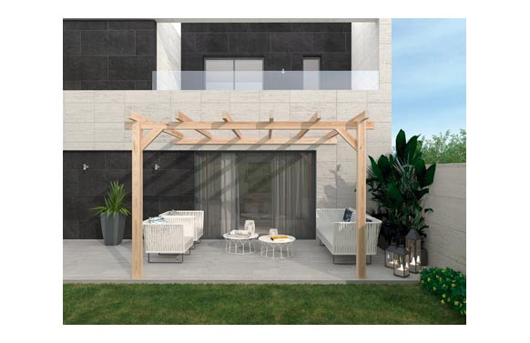 PERGOLA MADERA ADOSADA ANDORRA 9M2300 X 300 X H264 CM POSTE 12X12CM