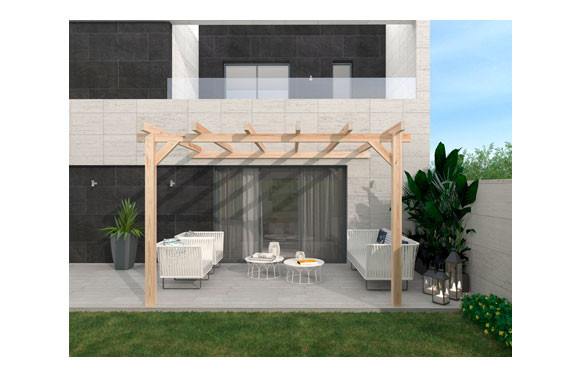 PERGOLA MADERA ADOSADA ANDORRA 12M2400 X 300 X H264 CM POSTE 12X12CM