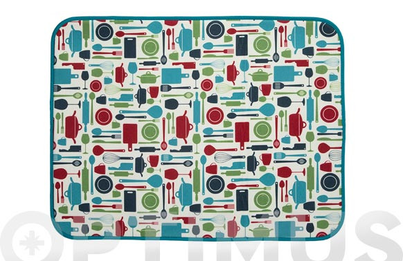 TAPETE ESCURRIDOR MICROFIBRA XLGATCHES COCINA AZUL 45 X 60 CM