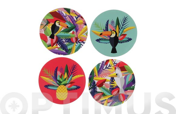 POSAVASOS EXOTIC SET 4USURTIDOS-EXPOSITOR