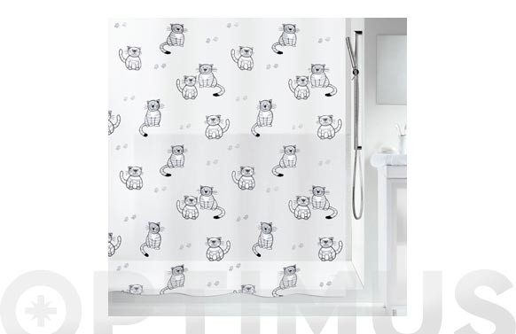 CORTINA BAÑO PEVA 180X200GERY GREY