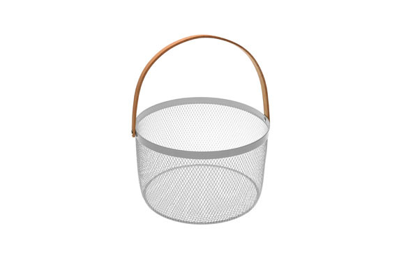 CESTA MULTIUSO/FRUTERO REDONDAGRIS ASA DE MADERA