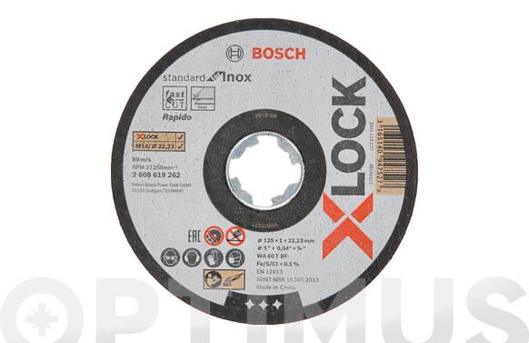 DISCO CORTE INOX XLOCK (LATA 10 UNIDADES)Ø 115X1 MM