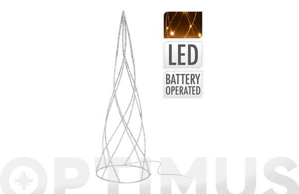 PIRAMIDE METALICA LED40 CM PLATA