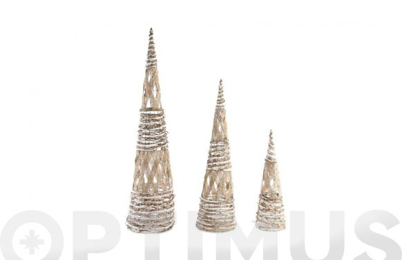 CONO NAVIDAD CON LEDS NATURAL RATANSET 3U/80-D.20 /60-D.15/40-D.12