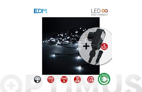 CORTINA LED CON PROGRAMADOR C.VERDE2X1M-BLANCO FRIO