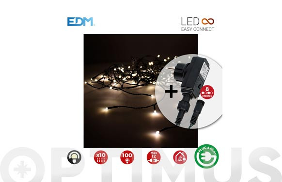 CORTINA LED CON PROGRAMADOR C.VERDE2X1M-BLANCO CALIDO