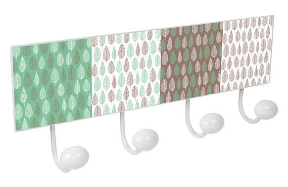 PERCHA PARED 4 POMOS METAL/PORCELANAHOJAS VERDE MARRON