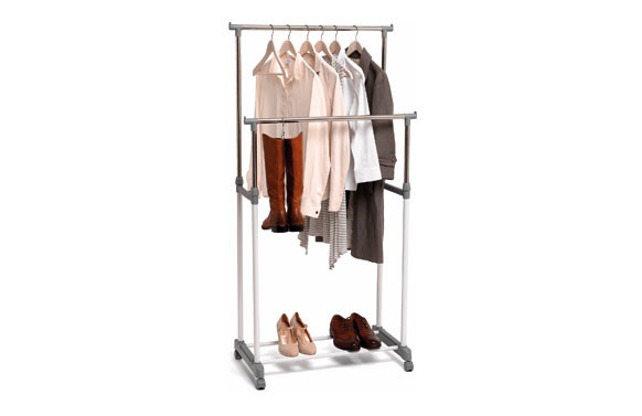PERCHERO DOBLE CON RUEDAS75 X 42 X 98-165 CM
