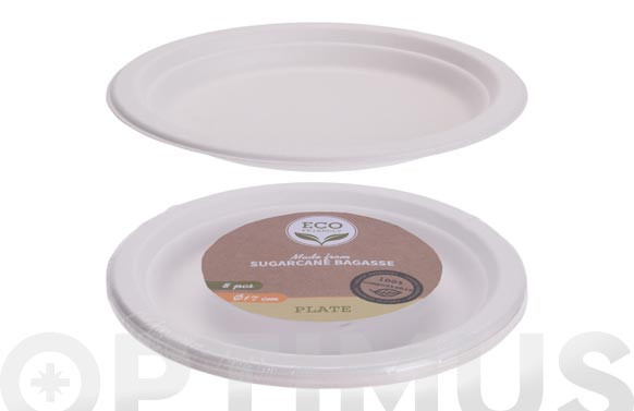 PLATO POSTRE DESECHABLE BIODEGRADABLE (PACK 8 U)Ø 17 CM